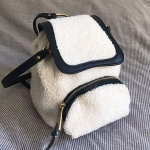 Shaggy backpack with leather trim from Zara